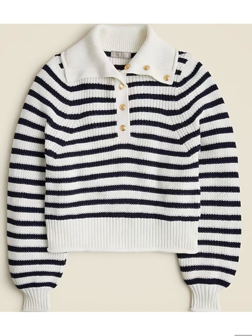 J.Crew Ribbed Cotton Button-collar sweater
